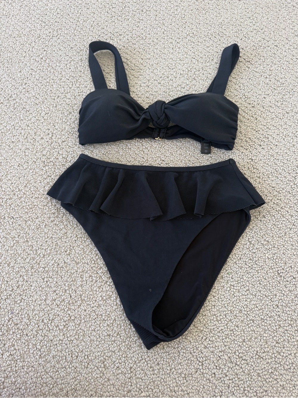 Beach Riot Black Ruffle Bikini Two-Piece - Picture 1 of 3